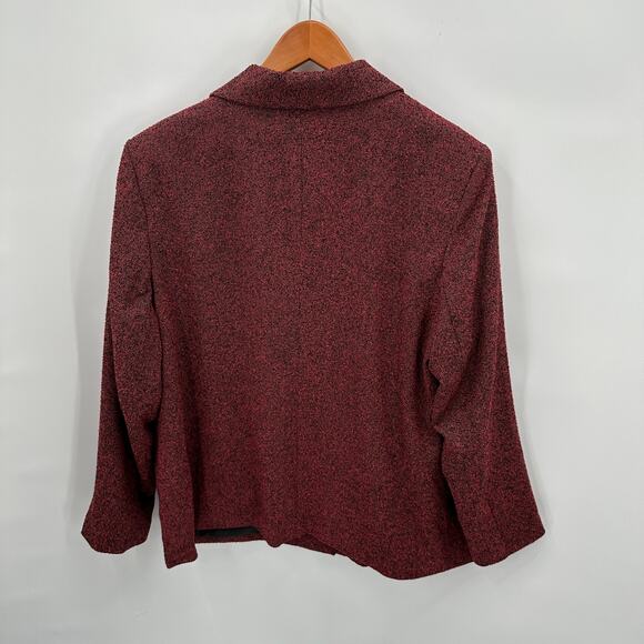APPLESEEDS NWT Red & Black Tweed Notched Collar 3 Button Blazer // 18W - Picture 7 of 9